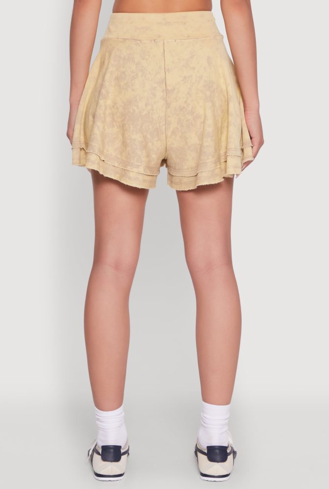 Trendy Mineral Wash Ruffle Tiered High Waisted Shorts - Image 5