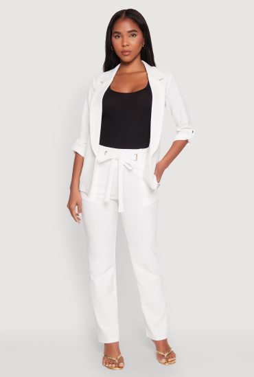 Crepe Knit Tie Front Dress Pants