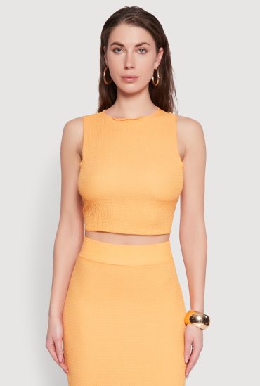 Sleeveless Textured Knit Crop Top