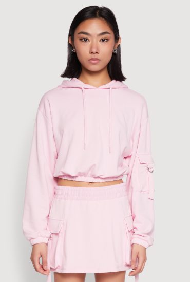 Iris Fleece Cargo Pocket Pullover Hoodie