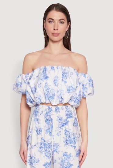 Floral Print Bubble Crop Top