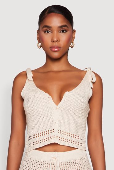Crochet Tie Sleeve Crop Top