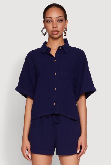 Iris Linen Boxy Button Front Shirt