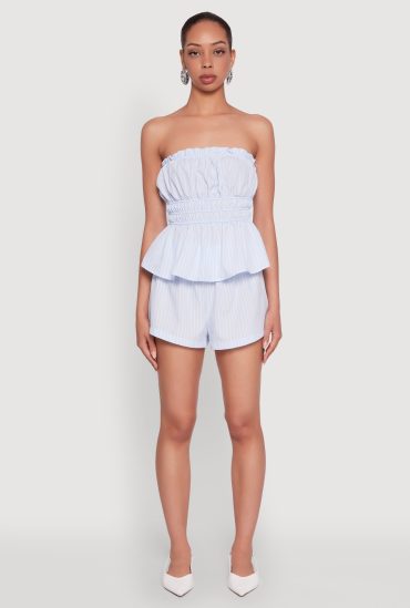 Haute Monde Pinstripe Paper Bag Waist Shorts