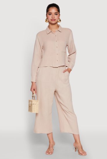 Iris Gauze Knit Paper Bag Waist Culottes