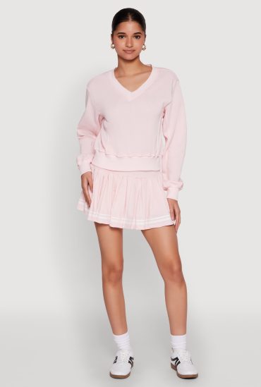 Varsity Stripe High Waisted Pleated Skirt