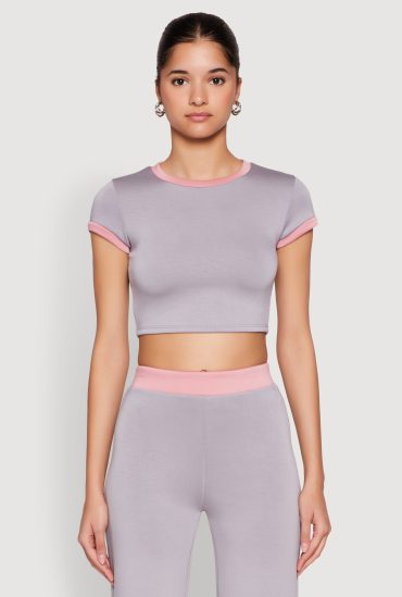 Short Sleeve Ringer Crop Top
