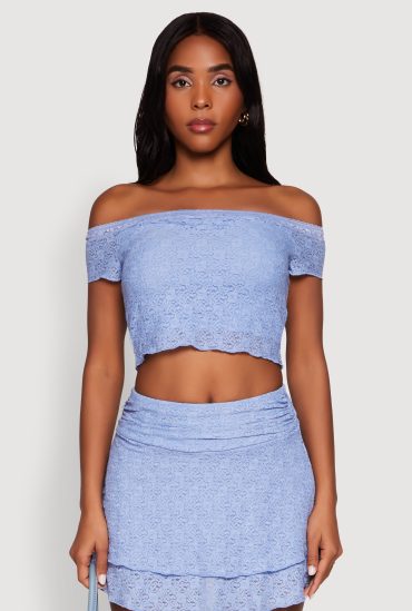 Madden Girl Lace Off The Shoulder Crop Top