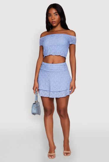 Madden Girl Ruched Lace Tiered Skirt