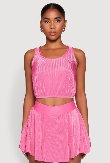 Almost Famous Plisse Cropped Tank Top