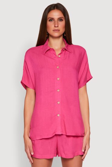 Short Sleeve Button Front Shirt