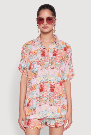 Post Card Destination Print Shirt