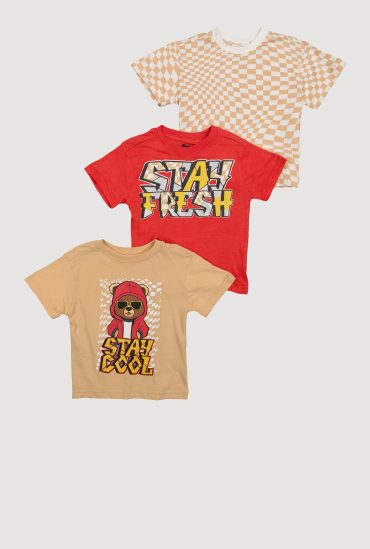 Toddler Boys Stay Cool Checkered Graphic Tees 3 Pack