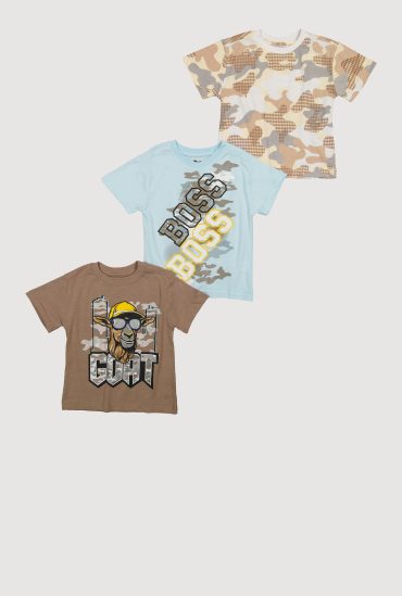 Toddler Boys Camo GOAT Graphic Tees 3 Pack