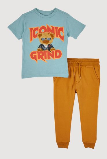Toddler Boys Iconic Grind Bear Tee and Joggers