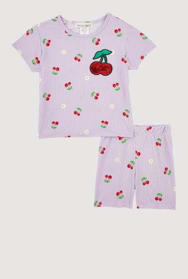 Toddler Girls 2-Piece Sequin Patches T-Shirt Bike Shorts Set