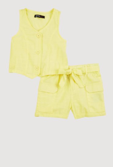 Toddler Girls Vest and Velcro Cargo Pocket Shorts