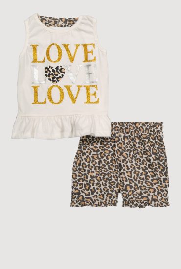 Toddler Girls Love Graphic Peplum Tank and Shorts Set