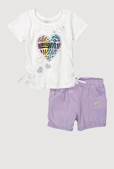 Chic Toddler Girls 2-Piece Glitter Bows T-Shirt Shorts Set