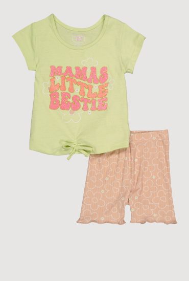 Toddler Girls Mamas Little Bestie Glitter Tee and Shorts