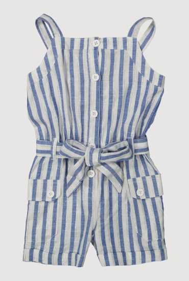 Toddler Girls Lurex Striped Cargo Pocket Romper