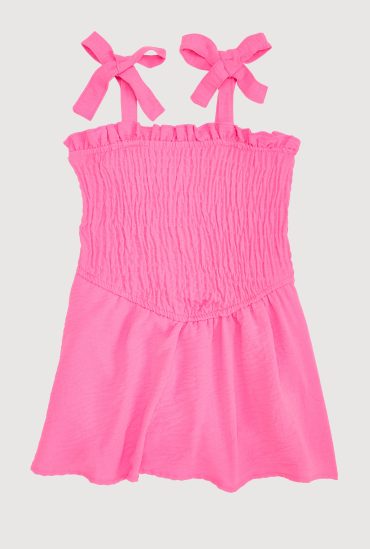 Toddler Girls Airy Bow Strap Smocked Skater Dress