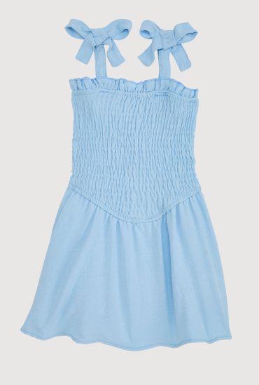 Toddler Girls Airy Bow Strap Smocked Skater Dress