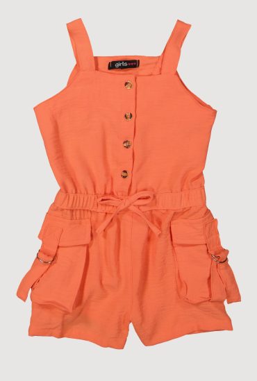 Toddler Girls Airy Button Front Utility Romper