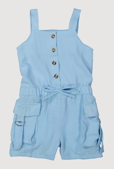 Toddler Girls Airy Button Front Utility Romper