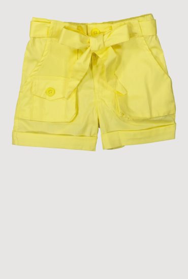 Toddler Girls High Waisted Poplin Shorts with Tie Waist Belt