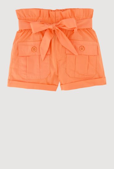 Toddler Girls Trendy Paper Bag Waist Cargo Shorts with Tie Waist Belt