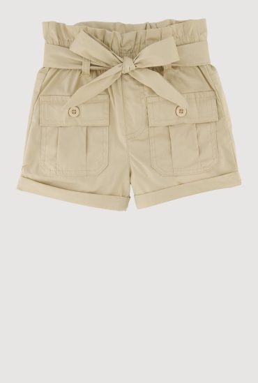Toddler Girls Trendy Paper Bag Waist Cargo Shorts with Tie Waist Belt