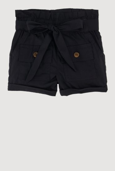 Trendy Fixed Cuffs Cargo Shorts with Tie Waist Belt