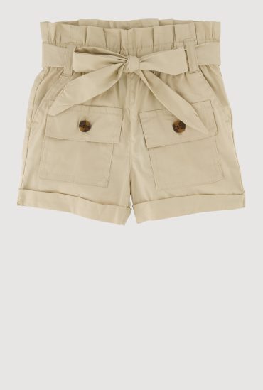 Trendy Fixed Cuffs Cargo Shorts with Tie Waist Belt