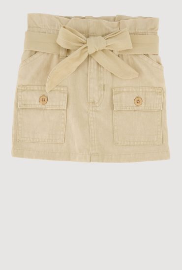 Toddler Girls Paper Bag Waist Denim Skirt with Tie Waist Belt