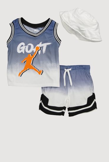 Toddler Boys Ombre GOAT Graphic Tank Top and Shorts with Hat