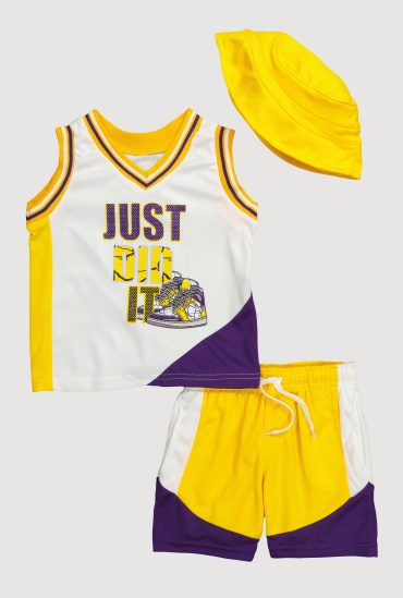 Toddler Boys Just Did It Basketball Jersey and Shorts with Bucket Hat