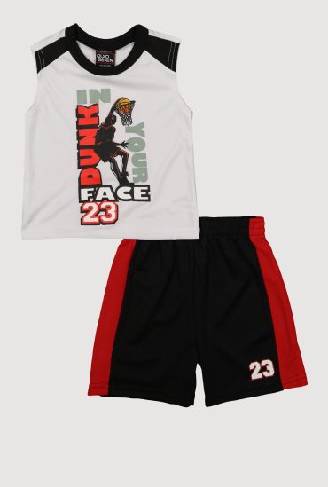Toddler Boys Dunk In Your Face Graphic Tee and Shorts