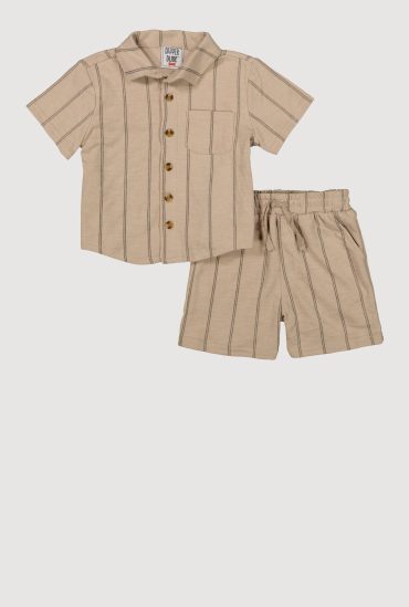 Toddler Boys Striped Button Front Shirt and Shorts