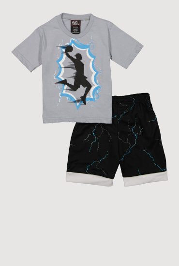Toddler Boys Graphic Lightning Print Tee and Shorts