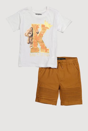 Toddler Boys Teddy Born To Be King Graphic Tee and Shorts