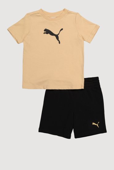 Toddler Boys Puma Short Sleeve T Shirt and Fleece Sweatshorts 2 Piece Set