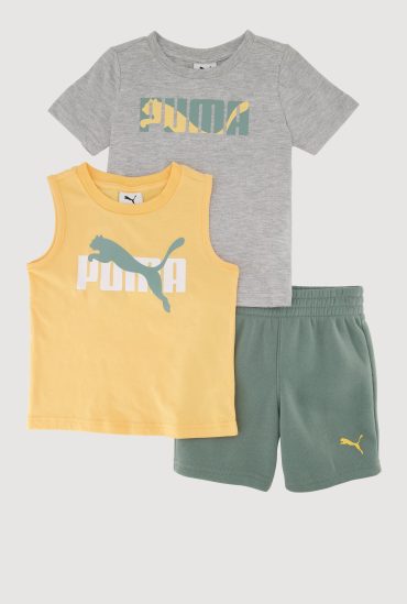 Toddler Boys Puma Print Tops and Shorts 3 Piece Set