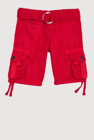 Toddler Boys Tassel Hem Belted Cargo Shorts