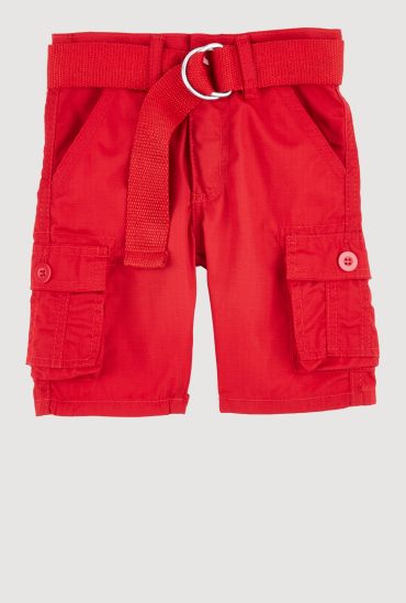 Toddler Boys D Ring Belted Cargo Pocket Shorts