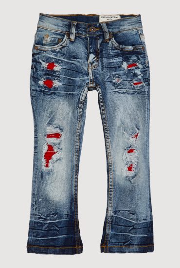Toddler Boys Patch and Repair Distressed Slim Jeans