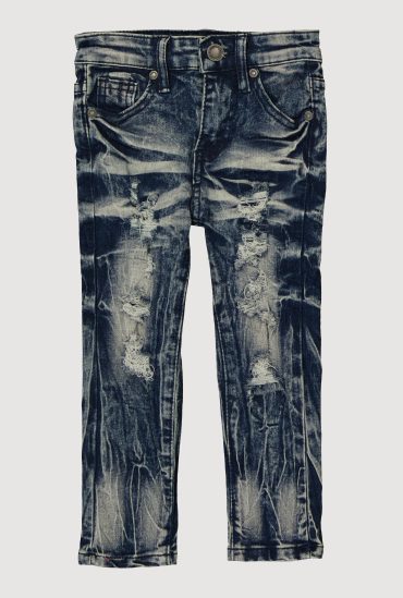 Toddler Boys Mineral Wash Distressed Whiskered Jeans