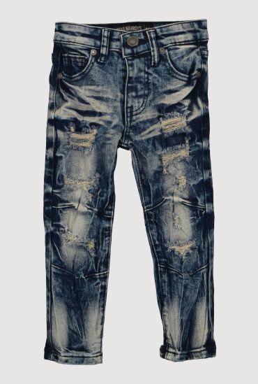 Toddler Boys Mineral Wash Distressed Whiskered Moto Jeans