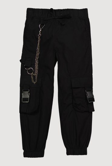 Little Girls Chain Detail Cargo Joggers