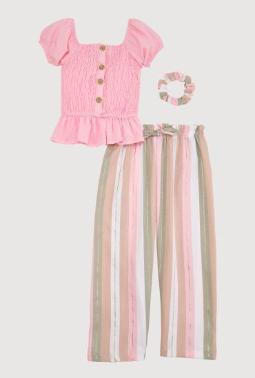 Little Girls Smocked Peasant Top and Striped Pants